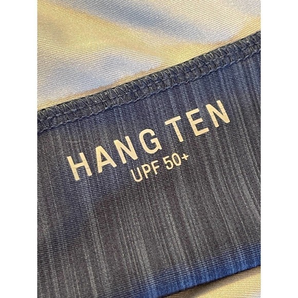 Hang Ten Shirt Men's Medium Blue and Gray Back Zip Pocket UV Protection - Picture 12 of 12